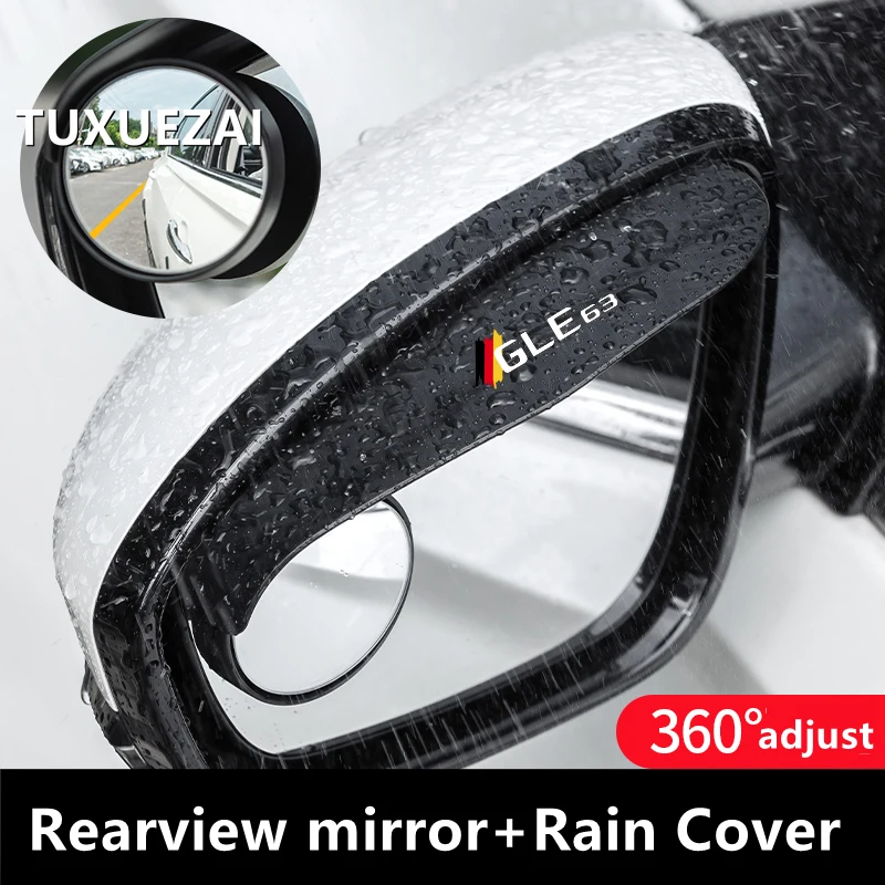 TUXUEZAI Car Rearview Mirror Rain Eyebrow With Small Round Mirror Thickened Car Rearview Mirror Sticker For Mercedes Benz GLE63