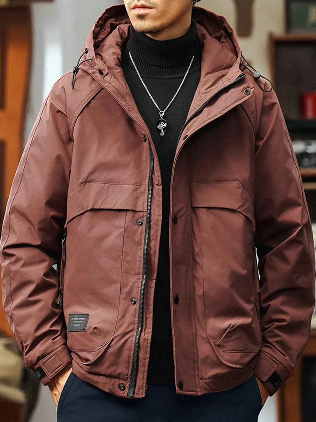 

Мужская хлопковая куртка в американском ретро-стиле с большими карманами, свободного кроя, утепленная, зимняя, теплая верхняя одежда, повседневная, на молнии