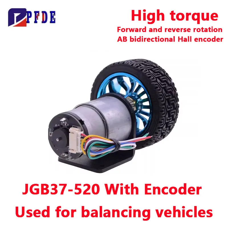 

JGB37-520 с энкодером Холла для балансировки интеллектуального маленького автомобиля, четырехколесный двигатель постоянного тока 12 В 24 В с высоким крутящим моментом, измерительный мотор-редуктор