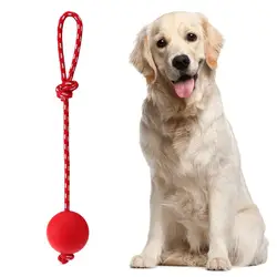 Safe Ergonomic Interactive Toy Dog Ball On String For Training Exercising Pets Solid Rubber Ball With Rope Launcher Thrower