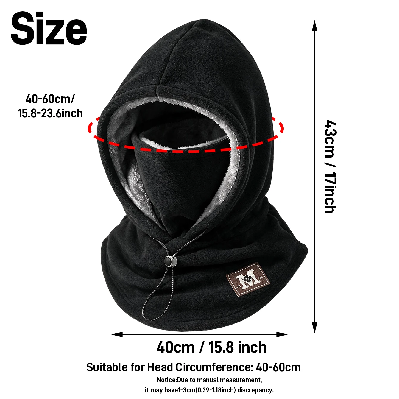 Balaclava winter fleece double-layer windproof and warm hat for cycling, skiing, cold protection, and neck protection