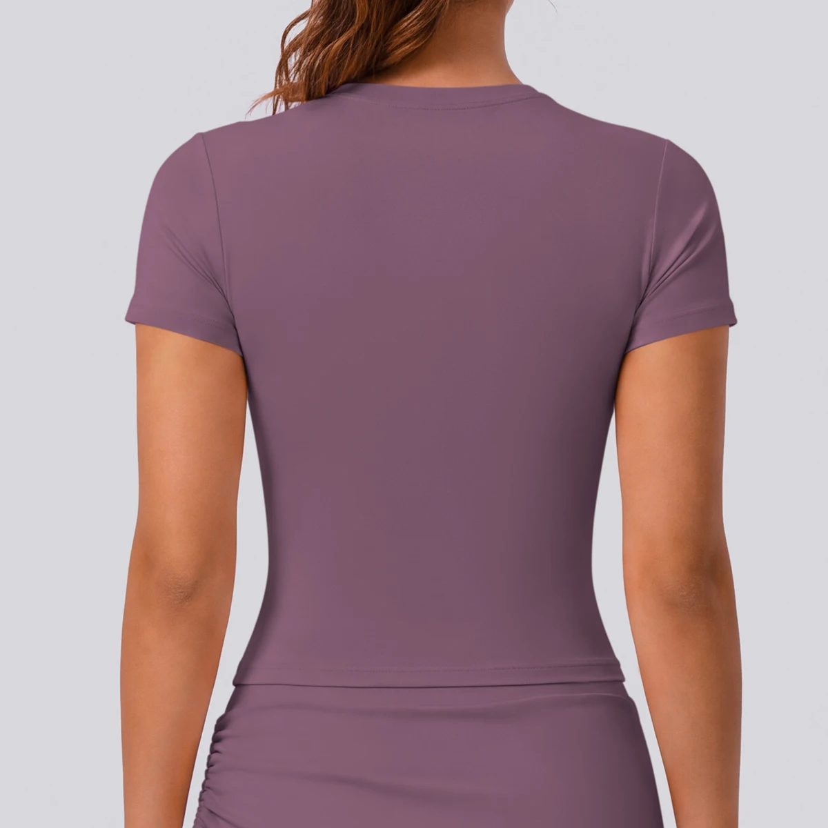 Hamidou Summer Yoga Short Sleeve T-Shirt for Woman's Solid Color Sports Running Workout Top Slim Casual Woman Yoga Top image 5