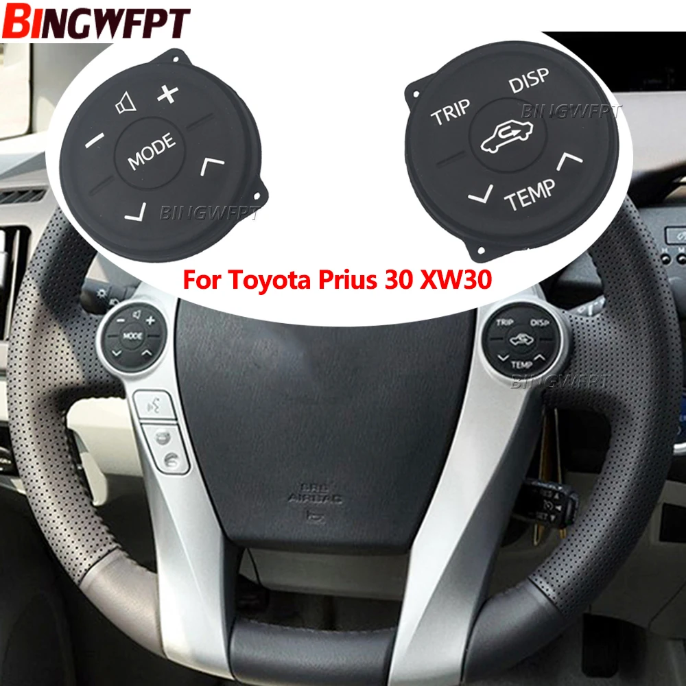 2x (izquierda + derecha) Panel de Control de goma para Toyota Prius XW30 2010 para Prius Eco 2010 para Prius 30 2009 interruptor de volante