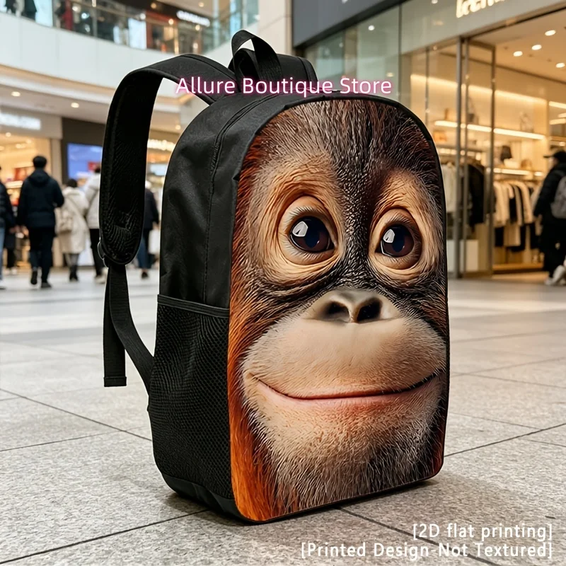 Close up of Orangutan, Casual Backpack, Travel Laptop Backpack, 2D Flat Printing, Rucksack with Ample Capacity-suitable for Trav