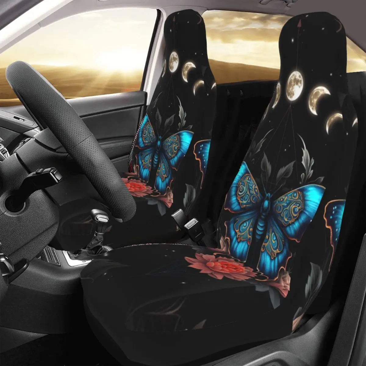 Lunar Moth Tattoo Car Seat Cover Custom Printing Universal Front Protector Accessories Cushion Set