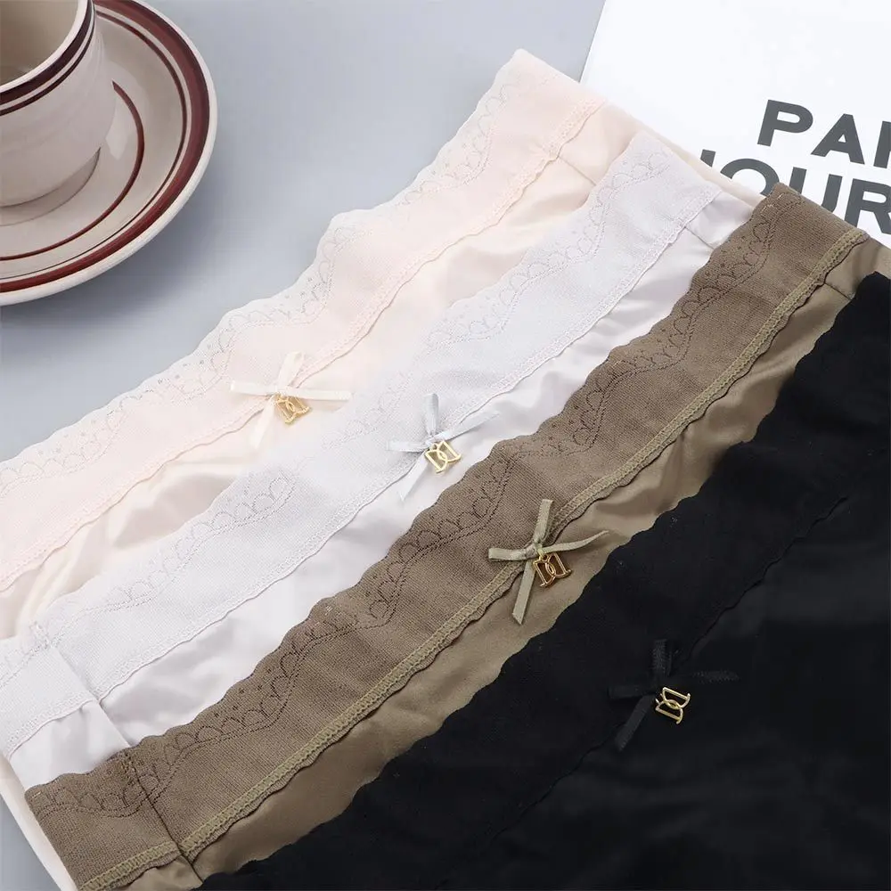 Sous-vêtements confortables et respirants, couleur unie, taille moyenne, culotte en Satin de soie glacée, sous-vêtements pour femmes, slip en dentelle, Lingerie