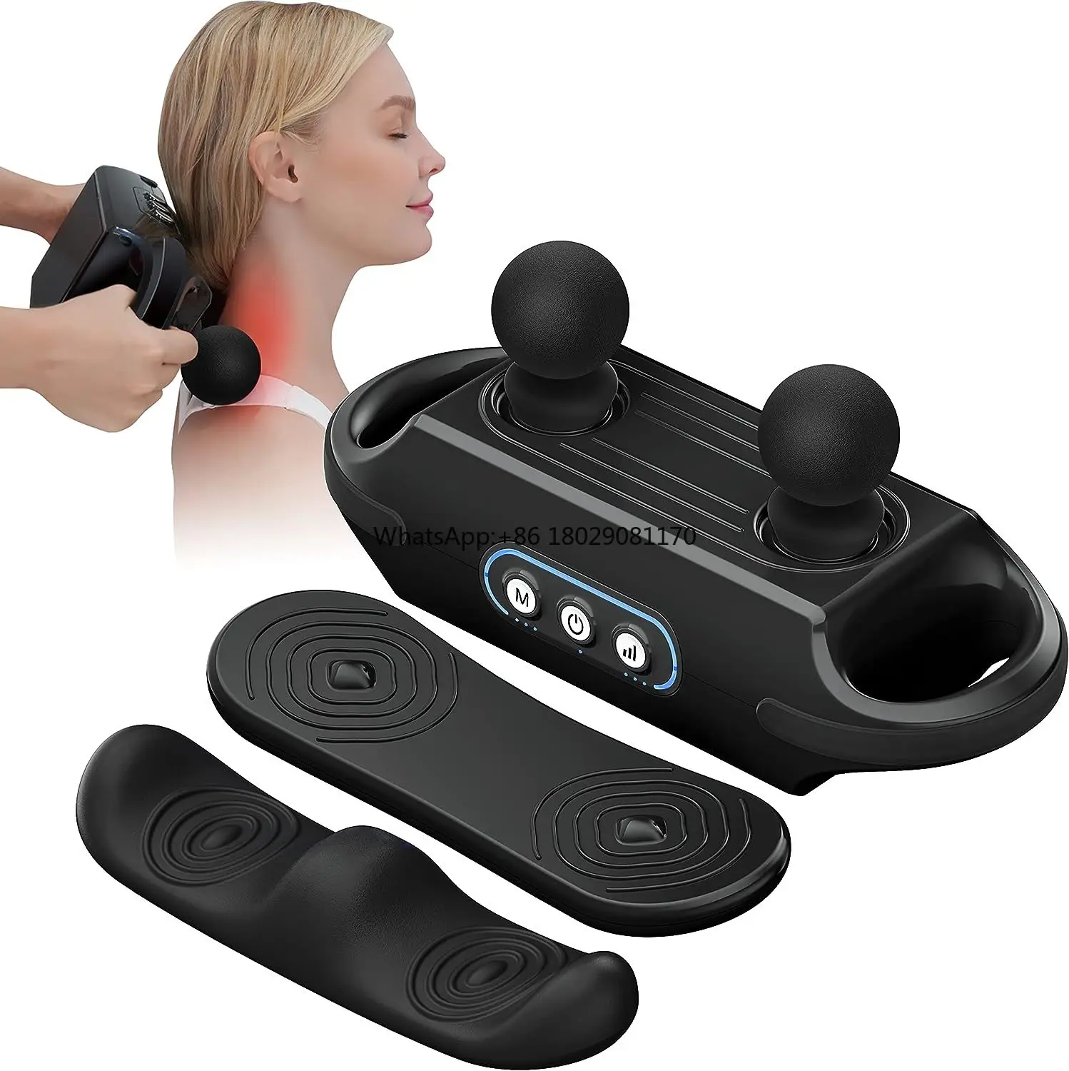 Hot Selling Double head massager gun fascial gun instrument with W shape head 3 modes 3 intensities powerful vibration easy grip