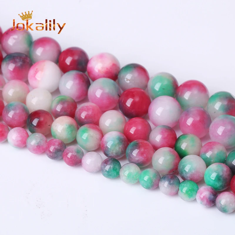 

6 8 10mm Tourmaline Jades Chalcedony Beads Round Loose Spacer Beads For Jewelry Making DIY Bracelets Necklaces Accessories 15"