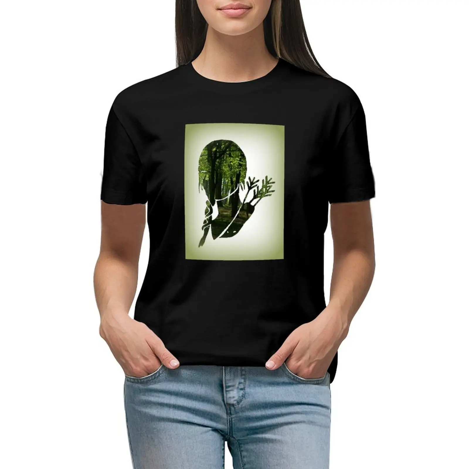 Katniss Everdeen in the Woods T-shirt korean fashion female Woman clothing