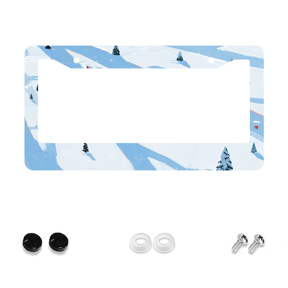 

1 шт. синий снежный пейзажный узор, рамка номерного знака с 2 отверстиями, алюминиевый материал, 6x12 дюймов, с набором винтов, новинка в стиле ретро