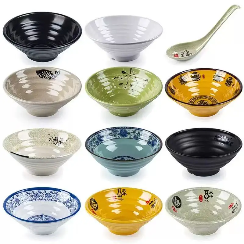Melamine Noodle Bowl Household Plastic Tableware Restaurant Commercial Ramen Salad Bowl Thickened Not Easily Broken Soup Bowls