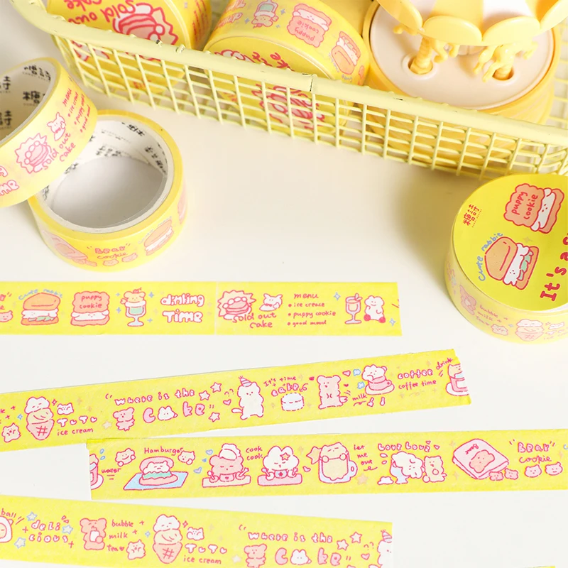 Selotip Washi anak anjing kelinci lucu dekorasi Scrapbooking DIY Album Diary selotip kertas alat tulis Kawaii