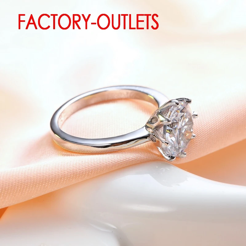 Genuine 925 Sterling Silver Engagement Ring Romantic Fashion Jewelry Cubic Zirconia Prong Setting Women Girls  Wholesale
