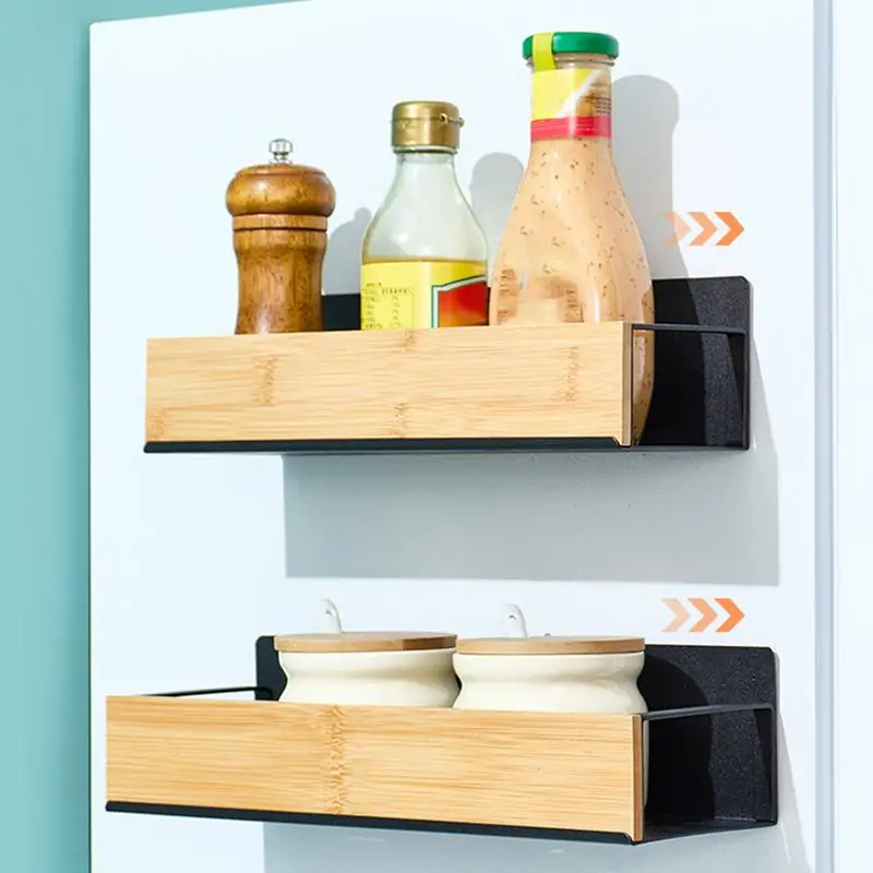 

Magnetic Kitchen Spice Rack No Punch Draining Fridge Shelves Organizer Home Kitchen Tool For Kitchen Wall Mounted Storage Rack