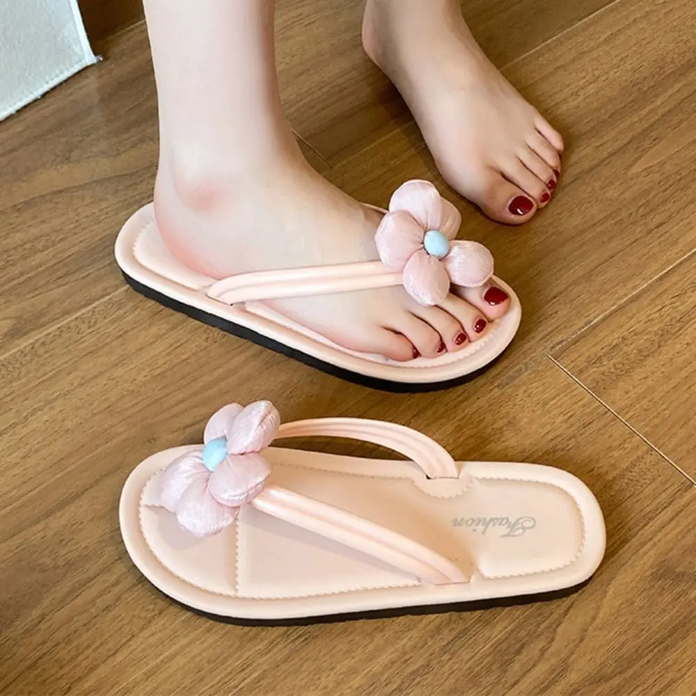 

Anti Odor Anti Slip Beach Flip Flops Sweet Soft Sole Flower Flip Flops Outer Wear Shoes Clip Toe Slippers Women Summer