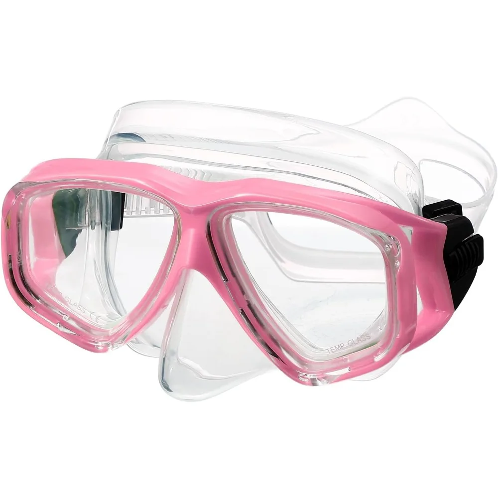 RX Prescription Optical Suba Diving Mask Myopia -1.0 to -8.5 Tempered Lens Anti-fog Free Dive Goggles  freedive Pink