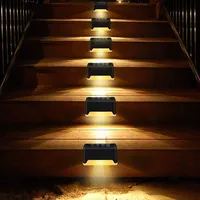 4pcs LED Solar Stair Lights Waterproof Outdoor Night Lamp for Garden Patio Deck Fence Courtyard Driveway Walkway Yard