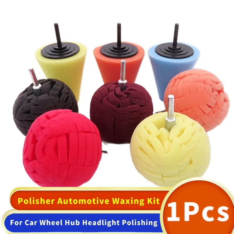Car Polishing Pad Buffing Foam Sponge Pad Cone Polisher Buffer Pad Automotive Waxing Kit for Car Wheel Hub Headlight Polishing