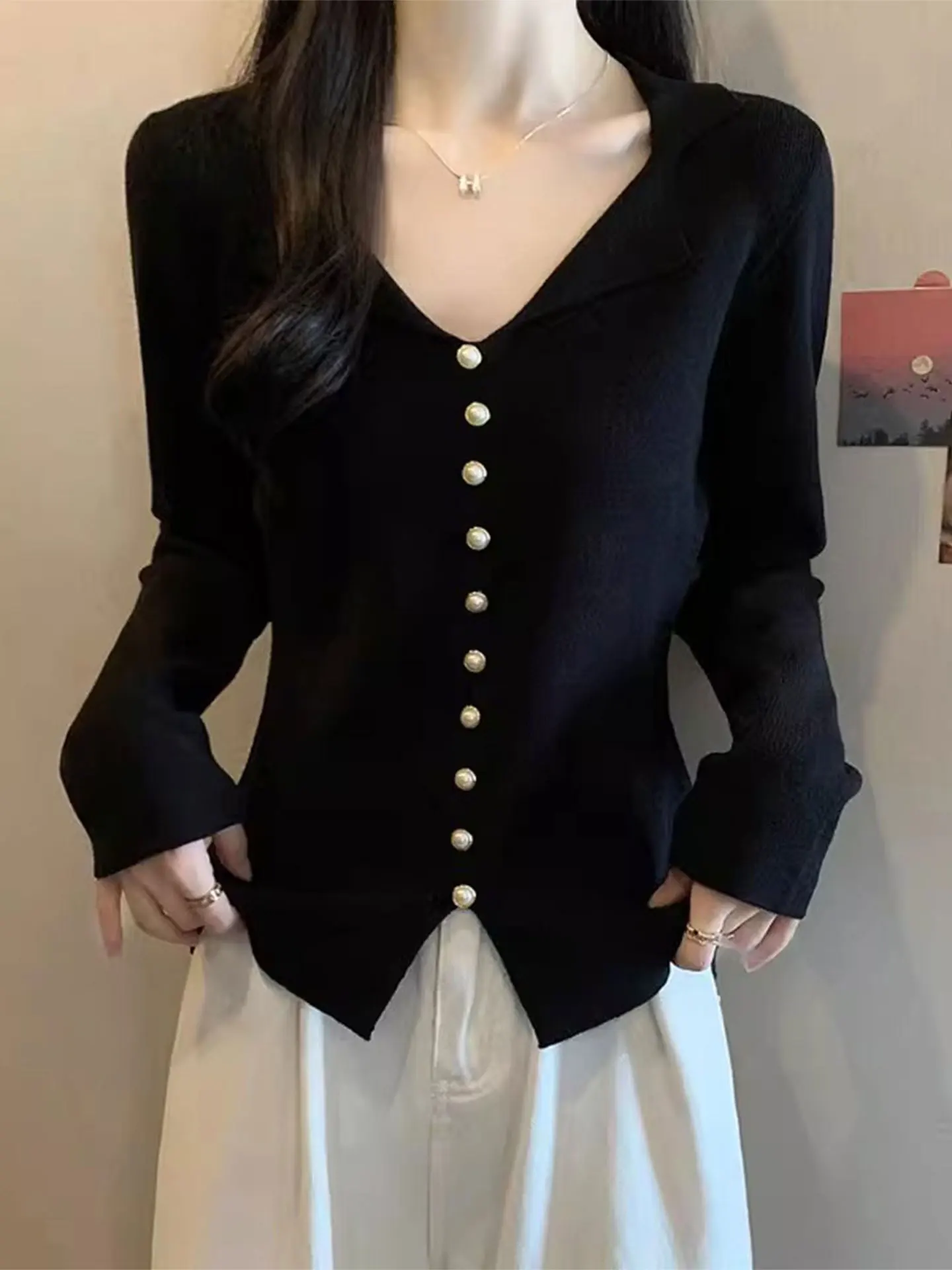 

Ele Bla V-Ne Long Sve Knitted Sweater Women's plus Size Slimming Top Casual Sle Comfortable Soft Fabric Spring