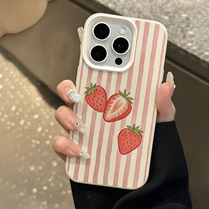Cute Strawberry Pink Phone Case for Samsung Galaxy S26 S25 S24 S23 S22 S21 S20 Plus Ultra A73 A72 A71 A52 A51 A32 A25 A15 Cover