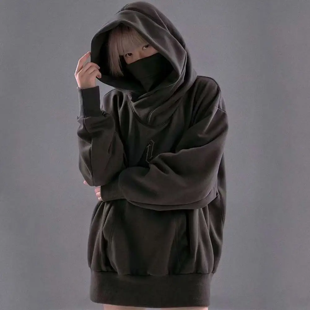 Oversized Men Hoodie Harajuku Black Sweatshirts Hip Hop Swag Style Hooded Skateboard Cloak Hooded Jacket Coat High Street Tops