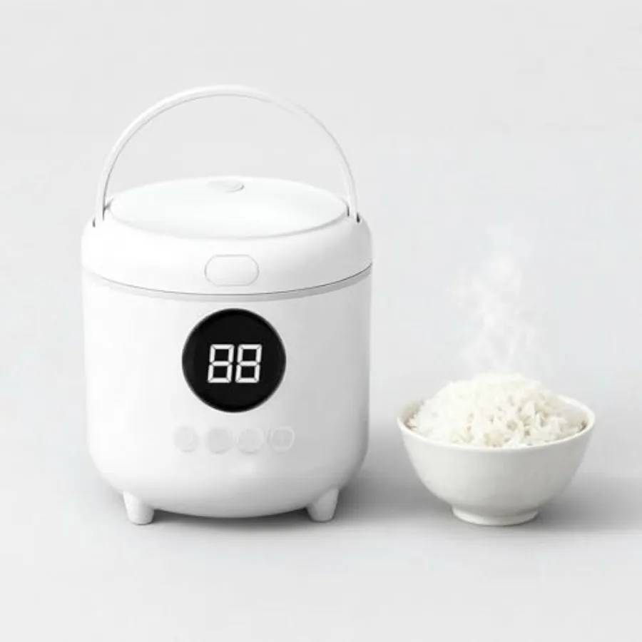 Mini Rice Cooker with timer 2-Cups Uncooked/4-Cups Cooked with Handle 6 Intelligent Cooking Modes for White Rice Quinoa Oatmeal