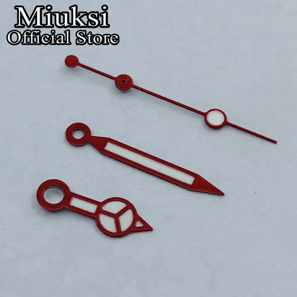 Miuksi red watch hands green luminous hands fit NH35 NH36 ETA2824 2836 Miyota8205 8215 821A Mingzhu DG2813 3804 PT5000 movement