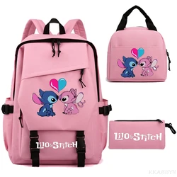 3pcs Lilo And Stitch Backpack Simple Harajuku Female Male Lovely Student School Bag Large Capacity Light Laptop Travel Knapsacks