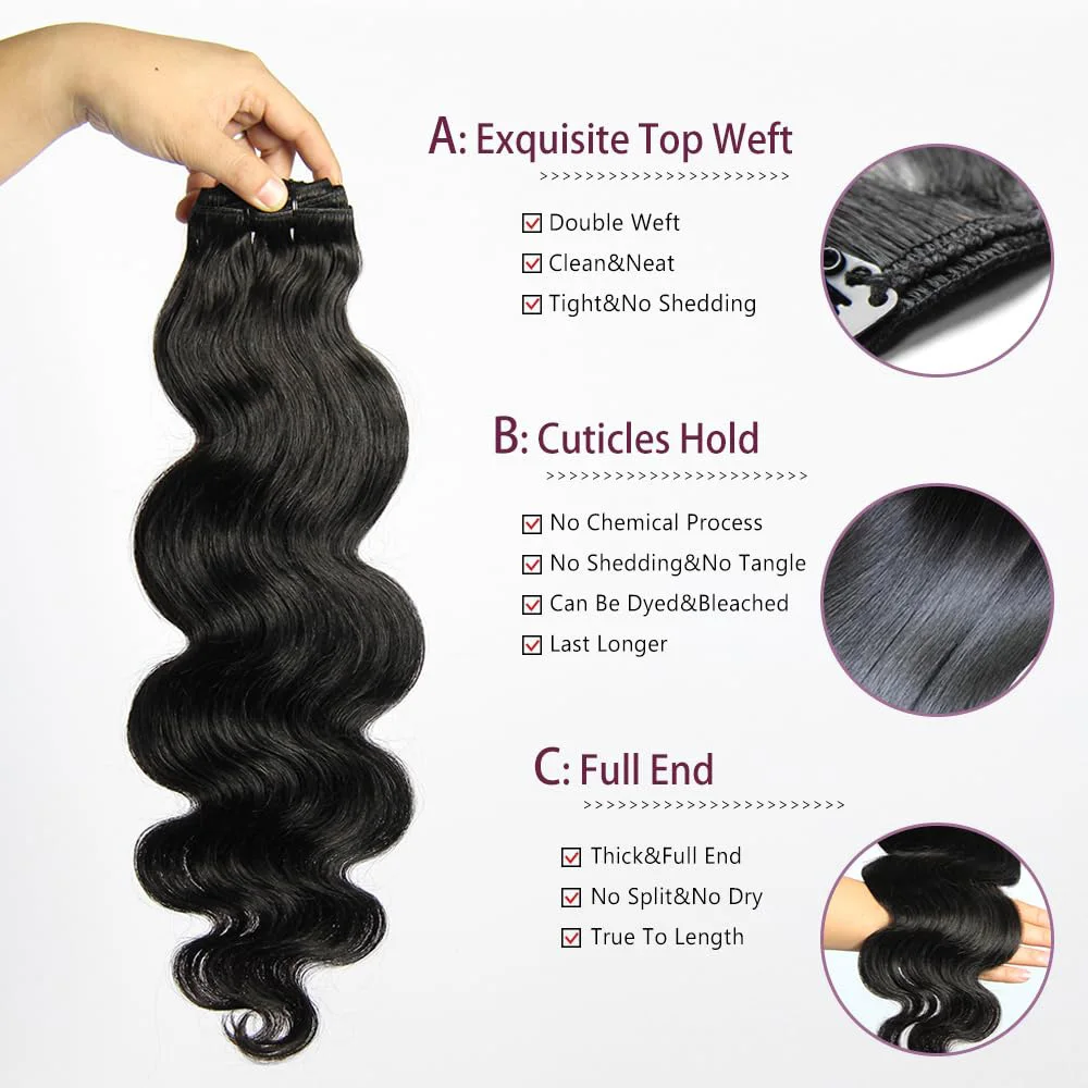 Clip in Hair Extensions Real Human Hair Clip ins Remy Human Hair Clip in Extensions Invisible Natural Body Wave Seamless