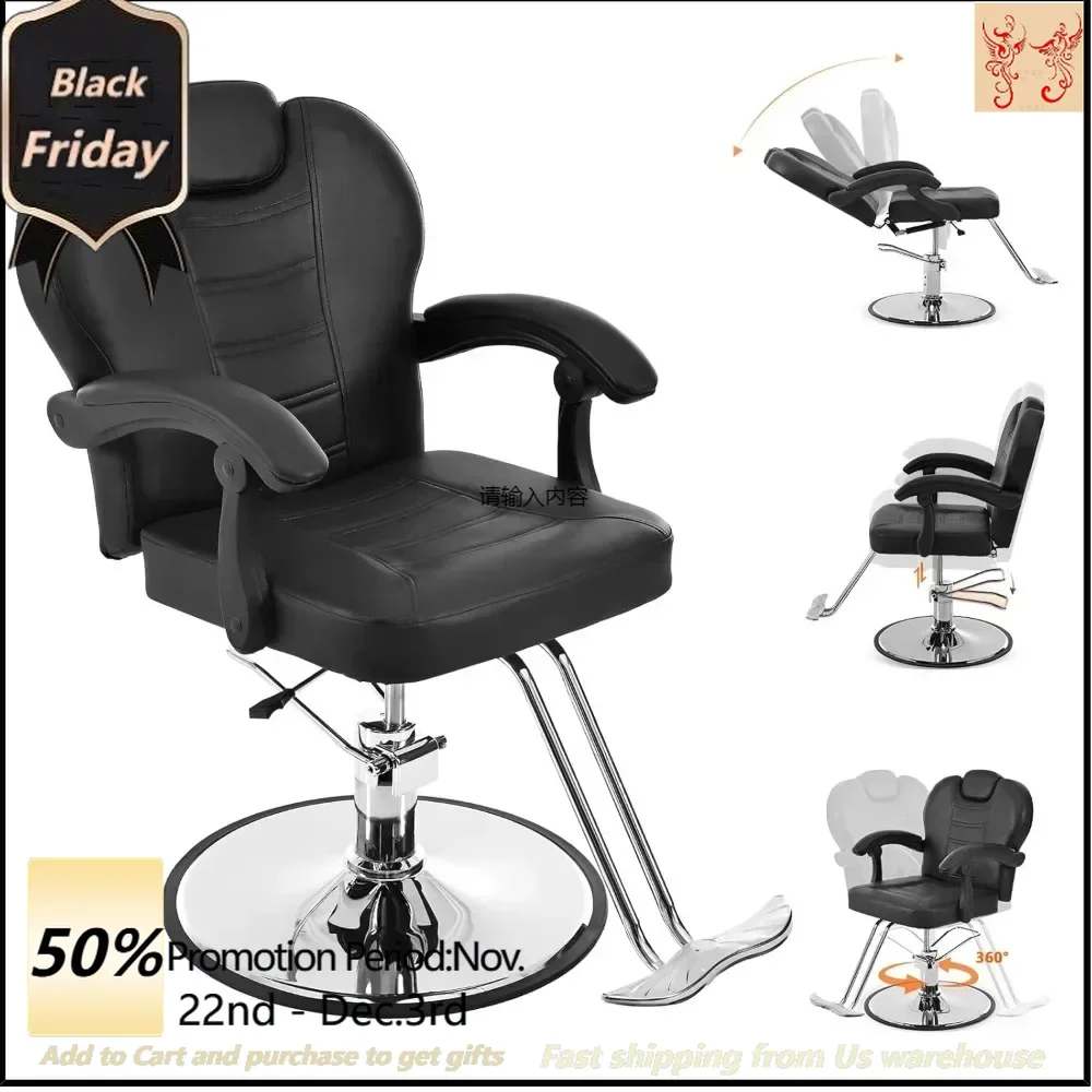 

Barber Chairs for Barbershop, Heavy Duty Hydraulic Pump Hair Chair 360°Swivel Stylist Chairs for Salon 25.2"D x 19.3"W x 41.7"H