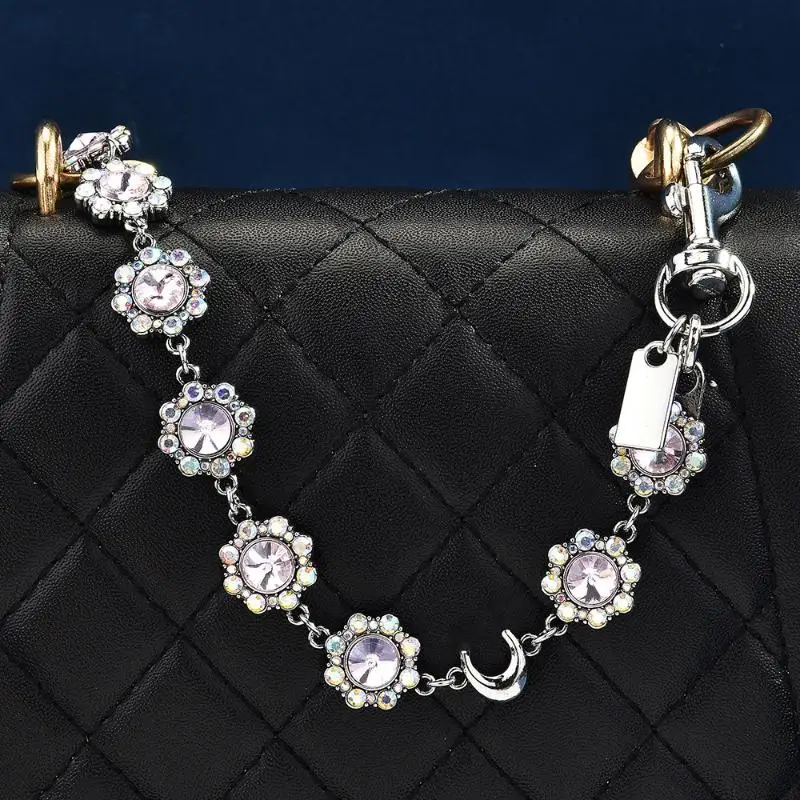 Fashion Bag Charm Chain - DIY Decoration Chains with Flowers Short Gold Chains for Designer Bags, Purses, Clutches, Handbags