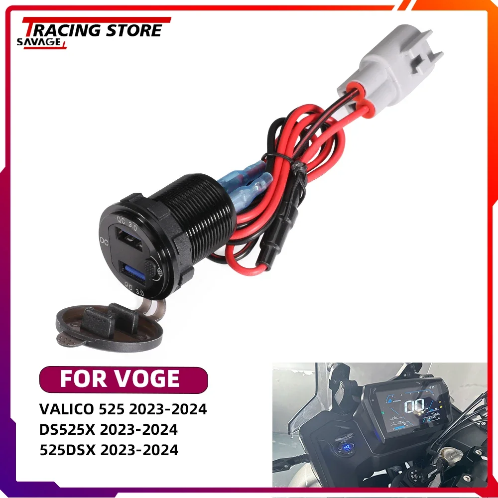 

2024 Motorycle 3.0 Quick USB Auxiliary 12V Outlet Power Connector Socket For VOGE Valico 525 DS525X 525DSX Plug Adapter Cable