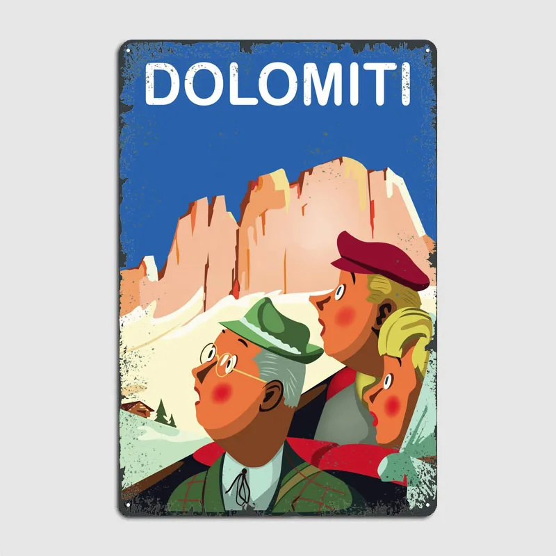 Dolomiti Poster Decoration Wall Decor Living Room Decoration Art Mural Home Sign Vintage Metal Plate Coffee Bar Art of Murals