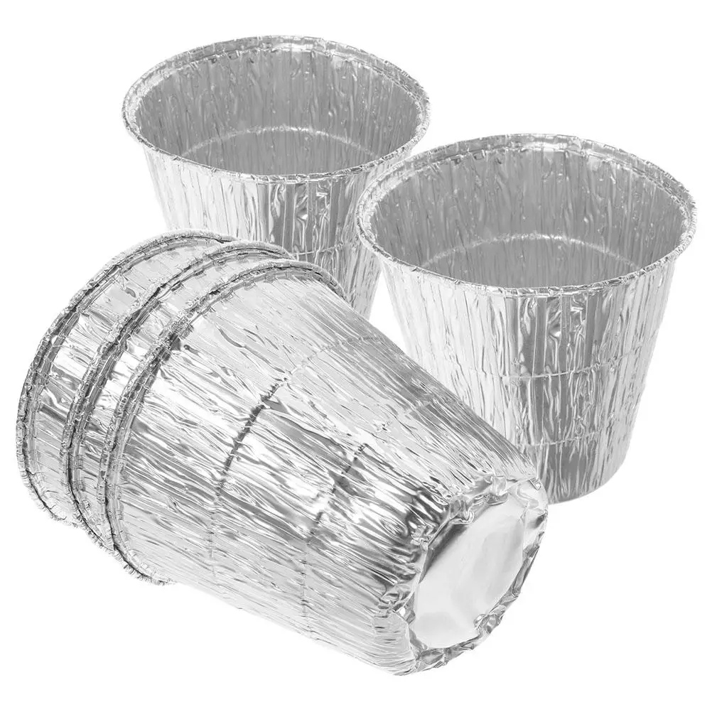 

5 Pcs Disposable Tin Foil Paper Aluminum Pans Grill Grease Bucket Barbecue Preparation Container Bbq Chef Accessories Silver