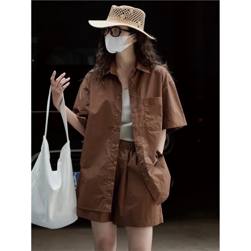 Imagem -02 - Louvre Summer Korean Edition Contratado o Novo Commuter Short-sleeved Shirt Show Fino Cool Leisure Jacket Lapel Loose Women