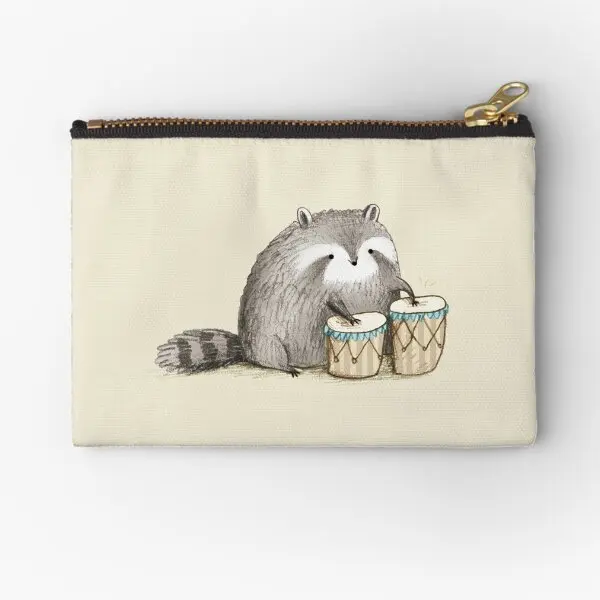 Raccoon On Bongos  Zipper Pouches Pure Key Coin Wallet Storage Women Small Men Bag Packaging Money Cosmetic Underwear Socks