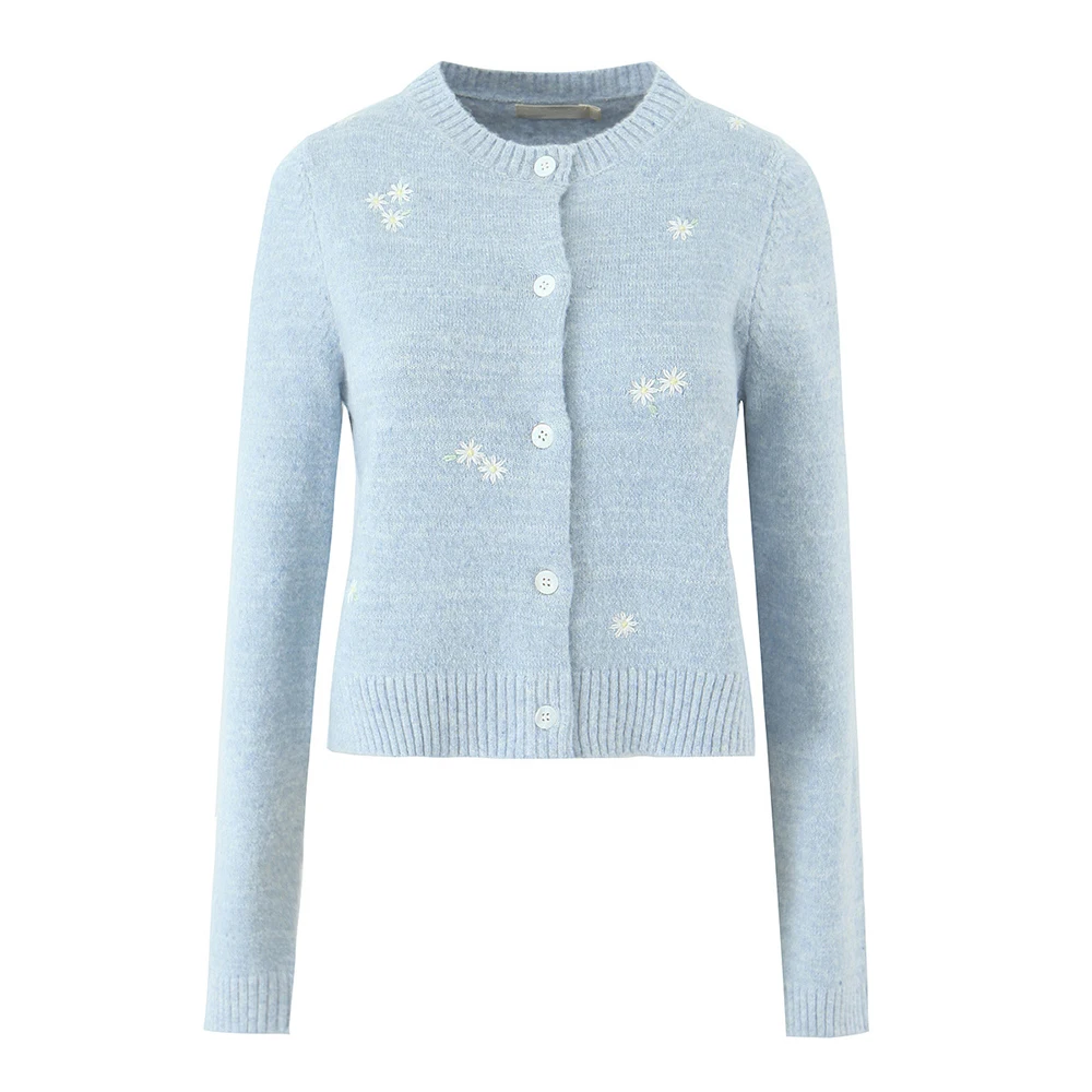 

Women's Trendy Cherry Embroidery Knitted Open Cardigan Sweet Fashionable Top from Europe And America