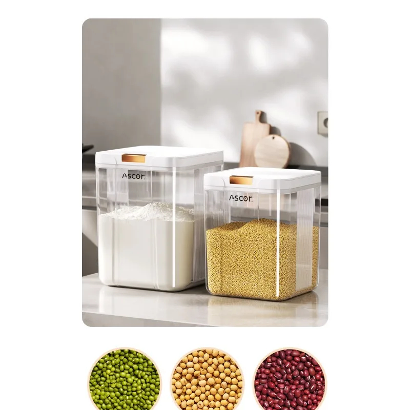 Household flour storage tank Food grade sealed rice grain noodle bucket Large capacity storage Insect-proof and moisture-proof