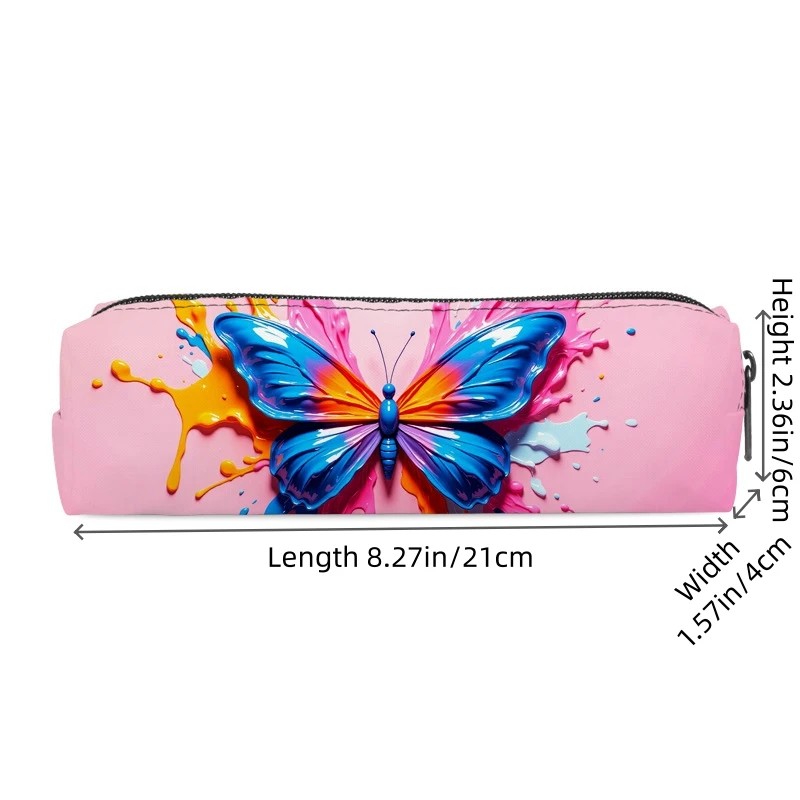 Kids Pencil Storage Bag Large Butterfly Print Pencil Case Large Capacity Pencil Bag Stationery Pouch for Students School