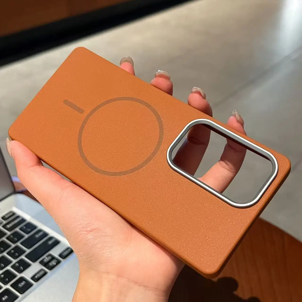 Luxury MagSafe wireless charging leather texture phone case for Samsung S22 S24 S23 S25Ultra S24FE S23FEmagnetic shell protector