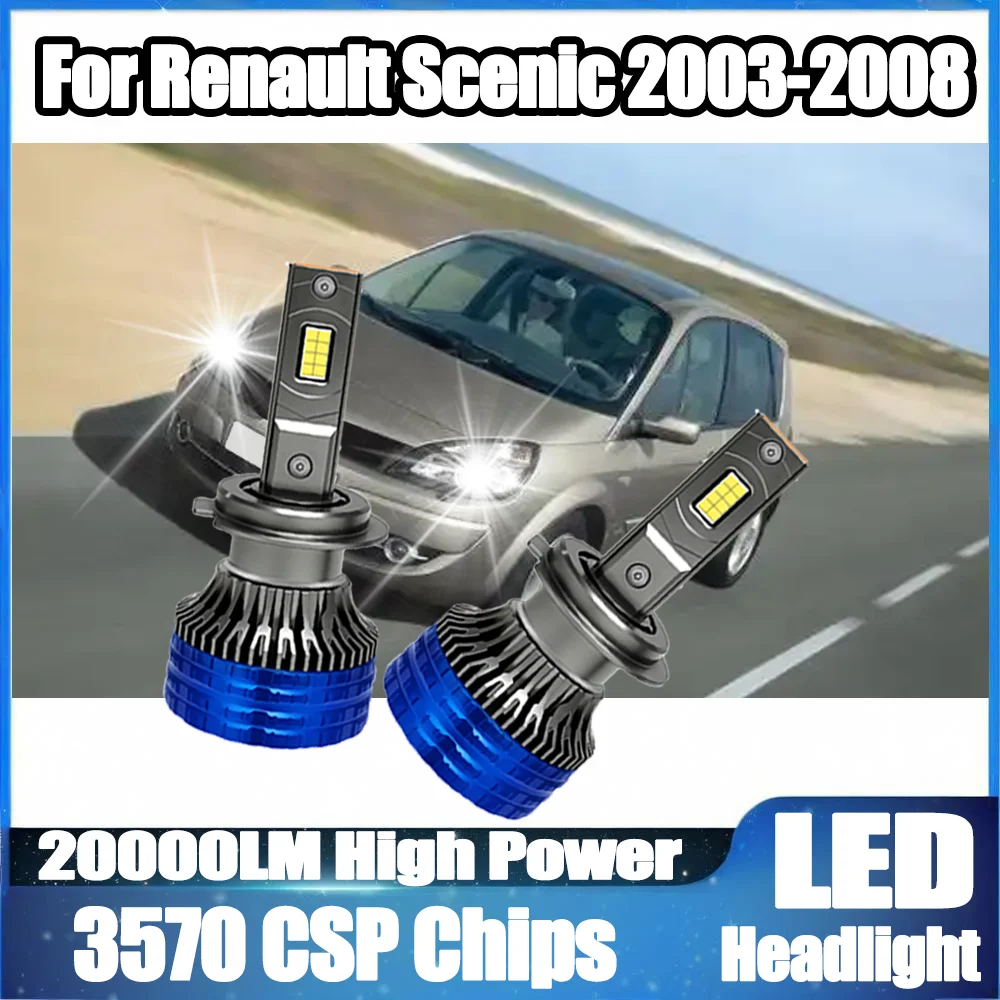 

2PCS H7 150W LED Headlights 20000LM 6000K White With double Copper tube turbo fan auto lights 12V For Renault Scenic 2003-2008