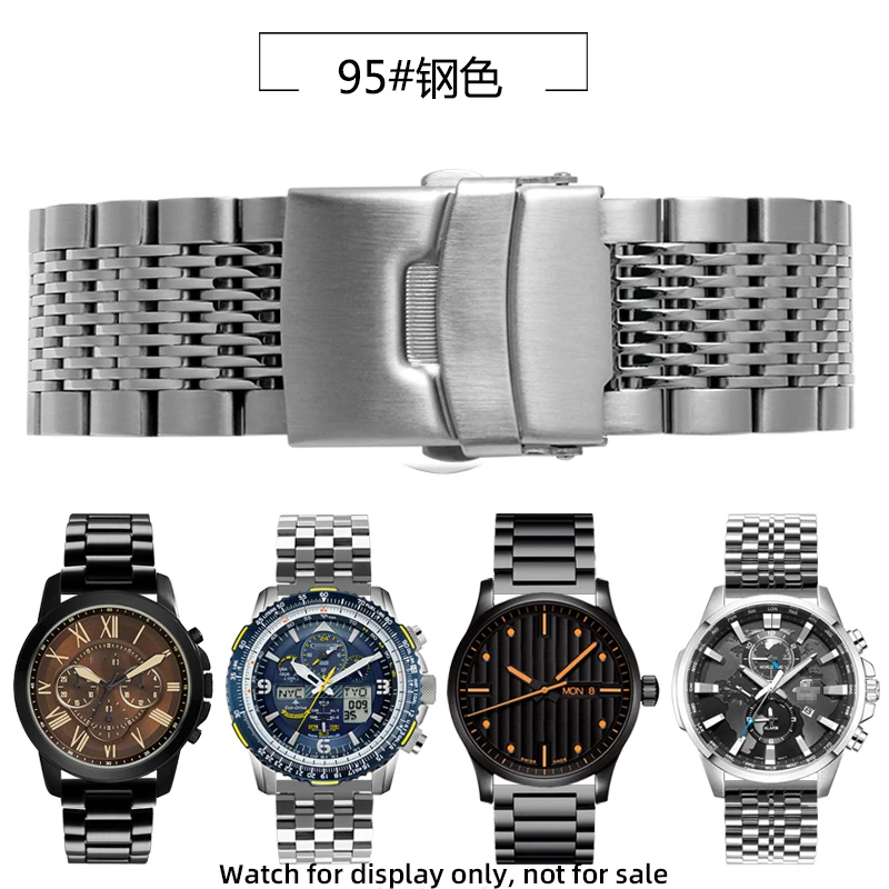 Correa de acero inoxidable para reloj Longines Casio Heuer Omega Seiko Mido Fossil blackpain para hombre, correas de 20mm y 22mm, pulsera de metal