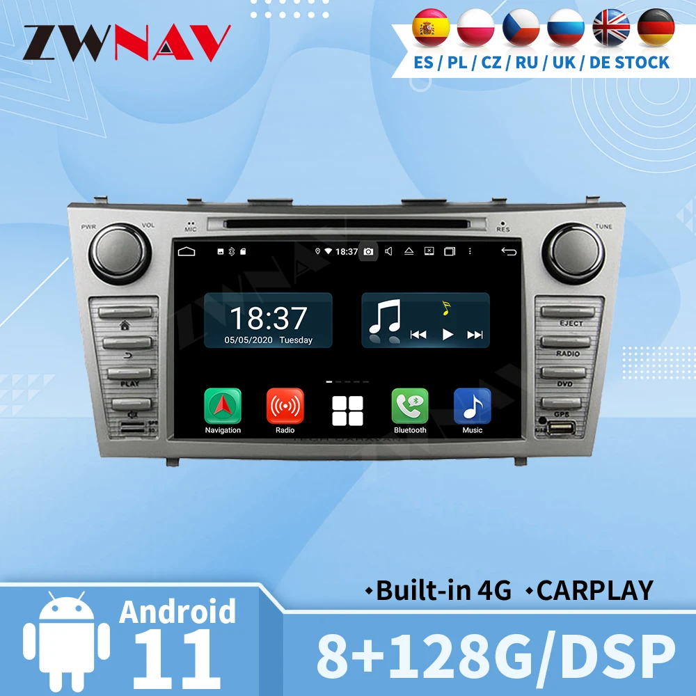 

Carplay радио Bluetooth для Toyota Camry 2007 2008 2009 2010 2011 Автомобильный мультимедийный центральный 2 Din Android Авто экран стерео