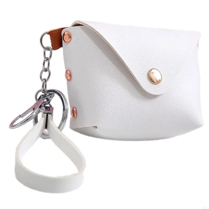 

D0UD Elegant PU Leather Change Purse for Women Keychain Wristlet Wallet Card Case