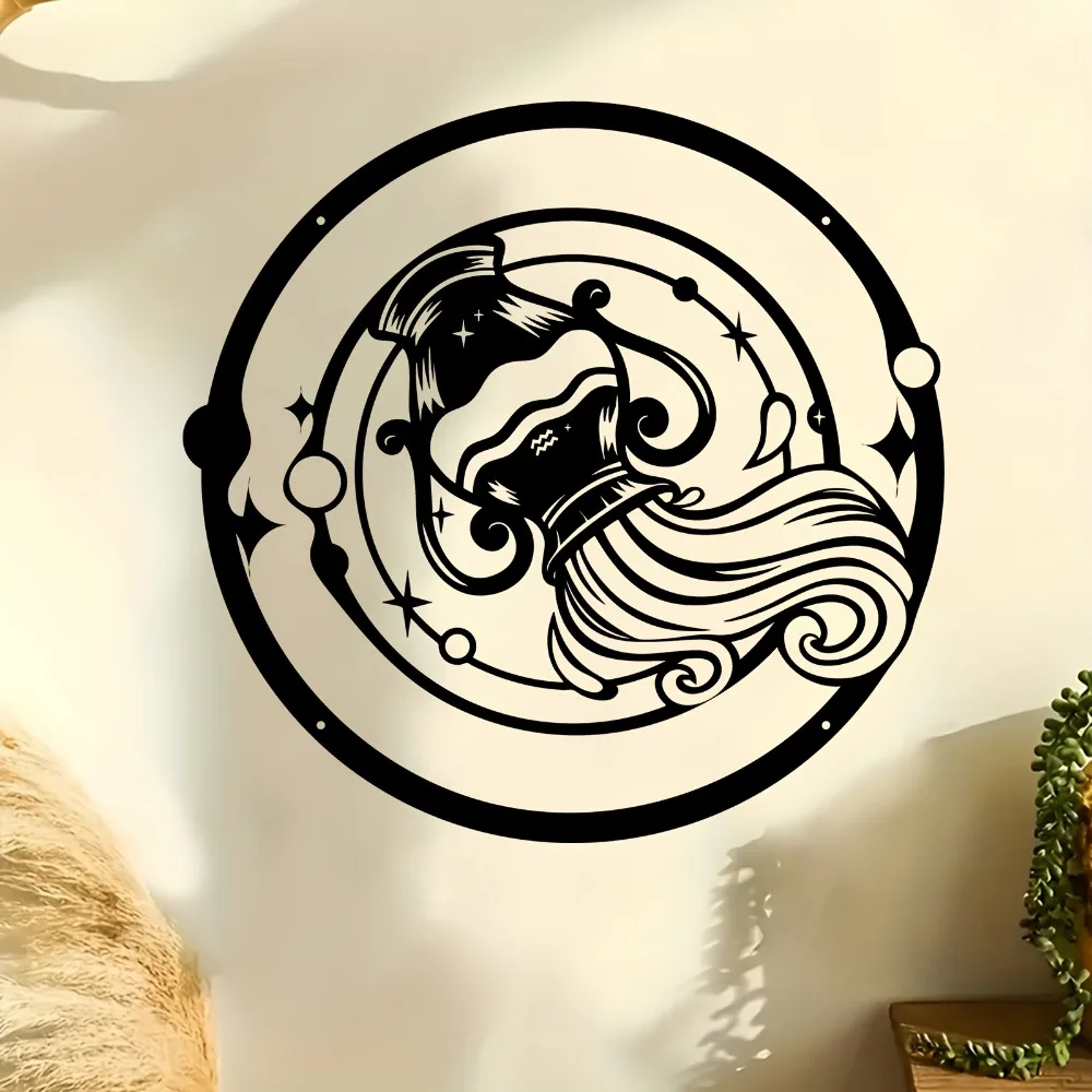 CIFBUY Iron Wall Art Aquarius Constellation Metal Waterproof Sculpture For Home Bedroom Hanging Decor Gift