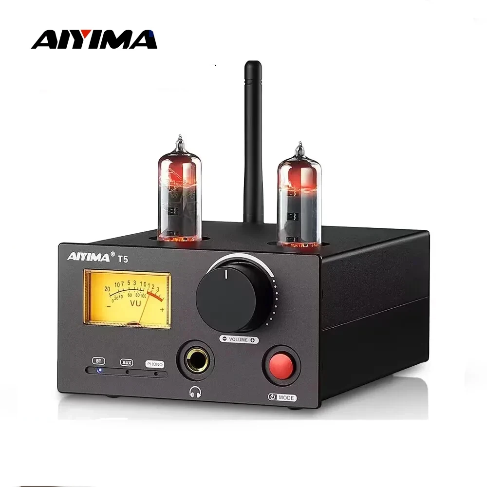 AIYIMA T5 MM Phono Stage Amplifier Record Player Stereo Audio VU Meter Bluetooth Amplifier For Turntable Phonograph Preamplifier