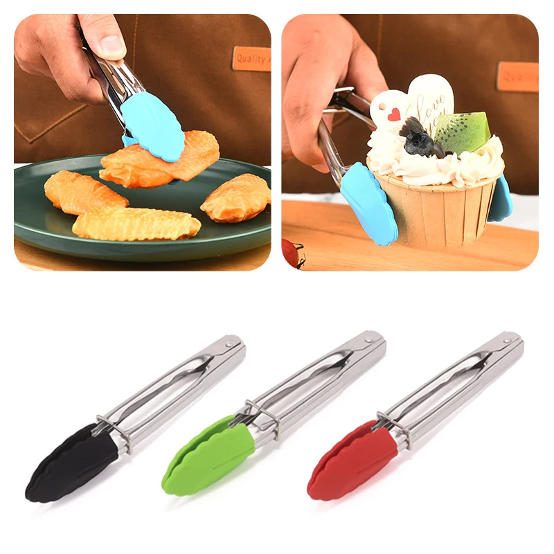 

Silicone Food Tong Stainless Steel Kitchen Tongs Silicone Non-slip Cooking Clip Clamp BBQ Salad Tools Grill Kitchen Accessories
