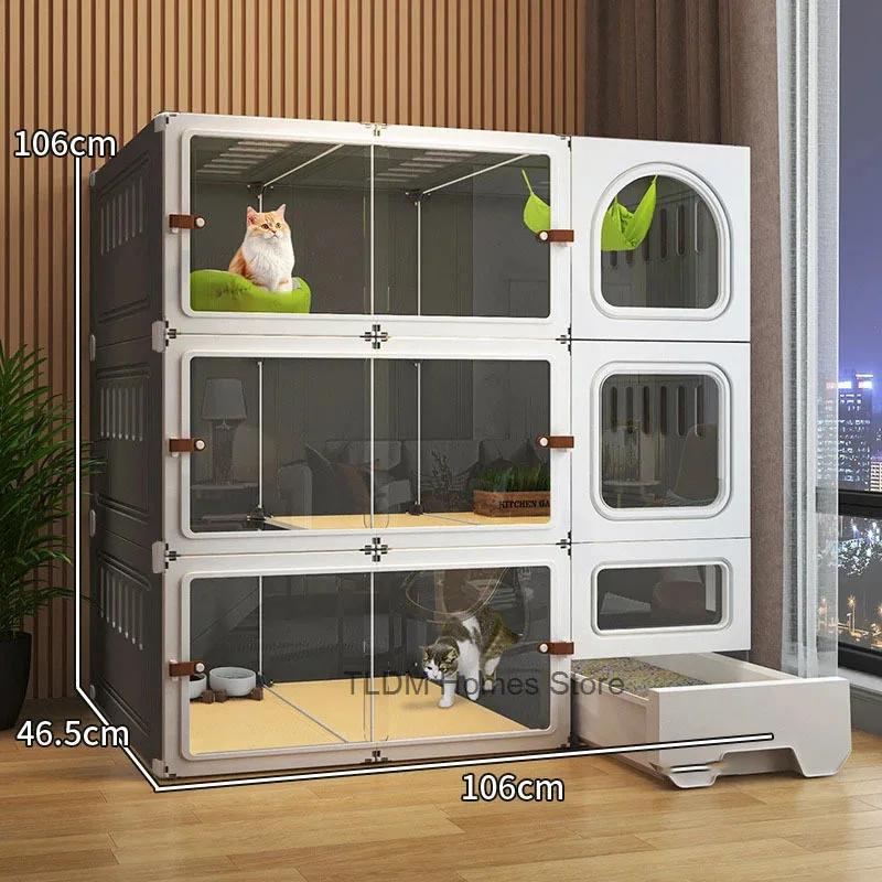 Modern Minimalist Cat Cage Cats Litter Box Integrated Cat House Light Luxury Large Free Space Household Indoor Cages for Cats