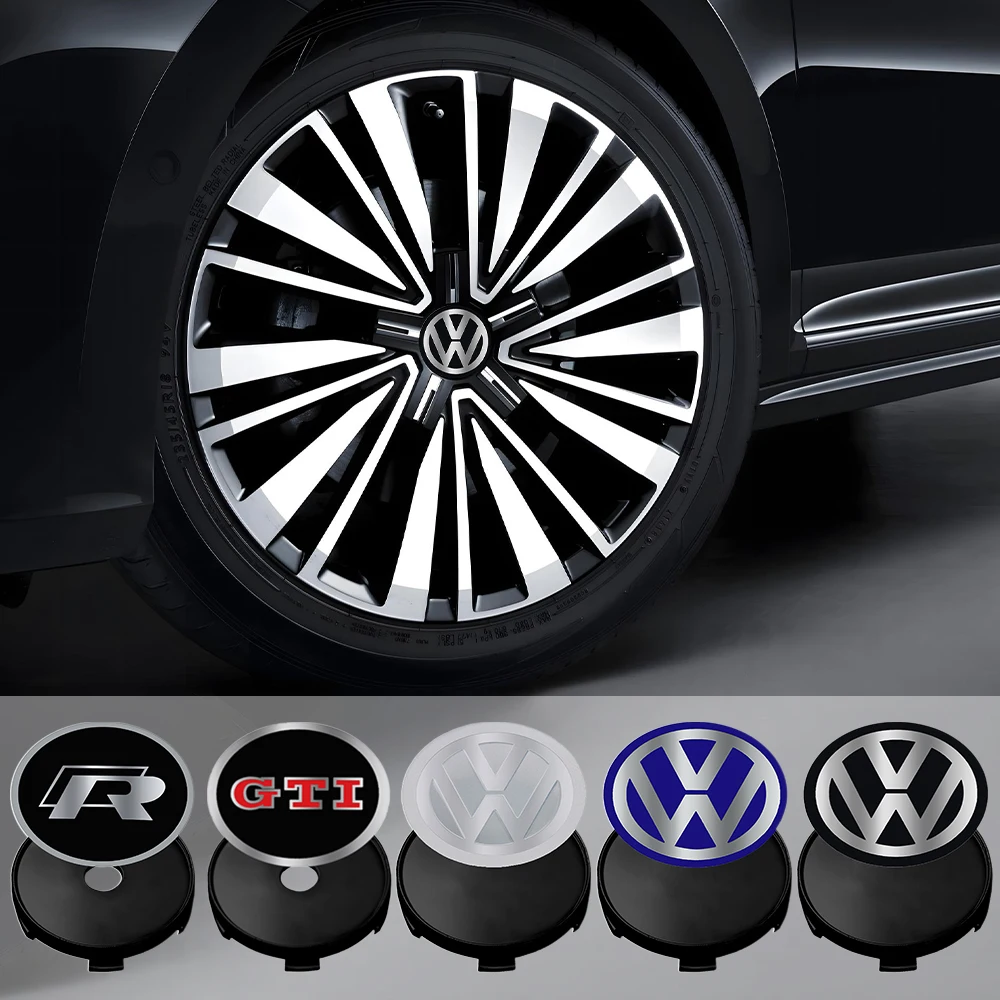 4PCS 60mm 63mm 68mm ABS Car Wheel Center Hub Caps Cover for Volkswagen VW GTI R Golf Polo Tiguan CC Passat Jetta Lavida Touran