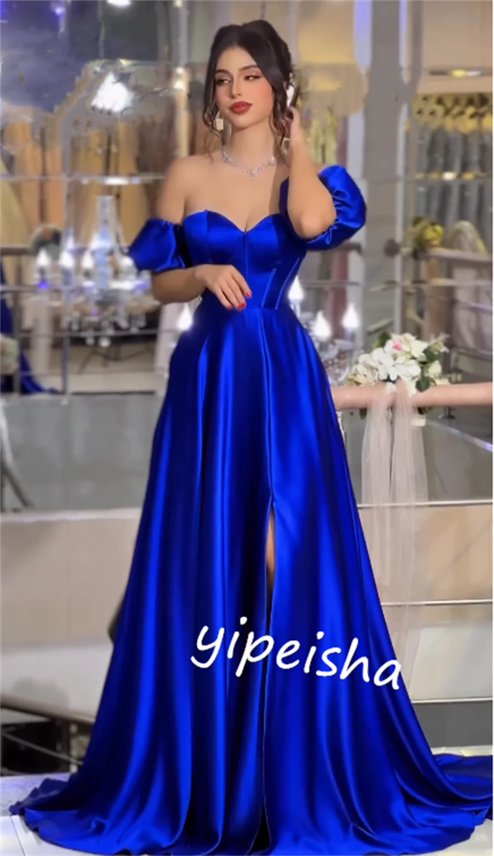 Satin Pleat Quinceanera A-line Off-the-shoulder Bespoke Occasion Gown Long Dresses